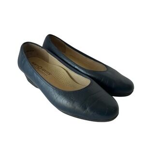 Soft Spots Shoes Womens Size 5.5 Wide Black Smooth Angel 2 Slip On Wedge Soft St